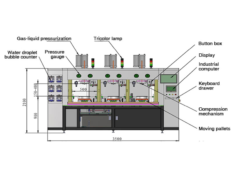 A estrutura de três posições da máquina de teste de pressão de válvula totalmente automática de parafuso vertical